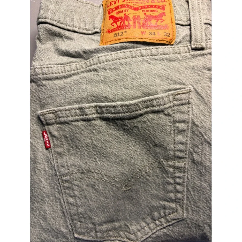 Levi's 512 Slim Taper Jeans Mens 33x29 Green Garment Dyed Denim Pants W34